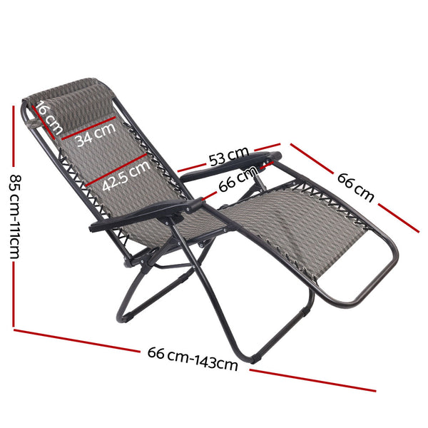 Gardeon Outdoor Portable Recliner - Grey freeshipping - Awezingly