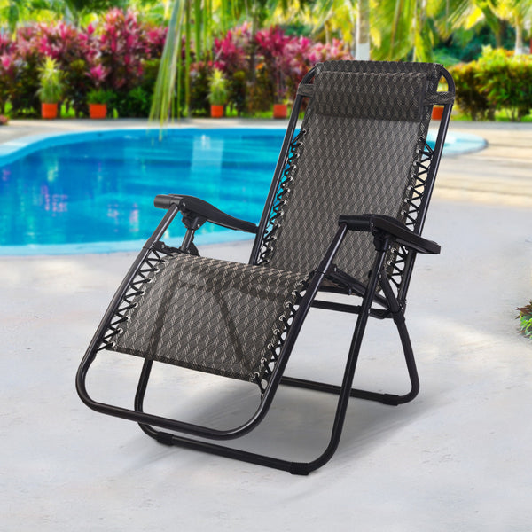 Gardeon Outdoor Portable Recliner - Grey freeshipping - Awezingly