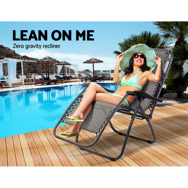 Gardeon Outdoor Portable Recliner - Grey freeshipping - Awezingly