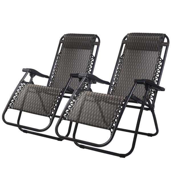 2 x Gardeon Zero Gravity Chairs Reclining Outdoor Furniture - Grey freeshipping - Awezingly