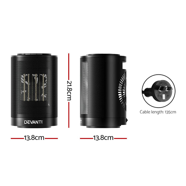 Devanti Electric Fan Heater Portable Ceramic Standing Room Office Heaters 1200W Devanti