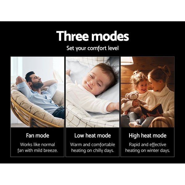 Devanti Electric Fan Heater Portable Ceramic Standing Room Office Heaters 1200W Devanti