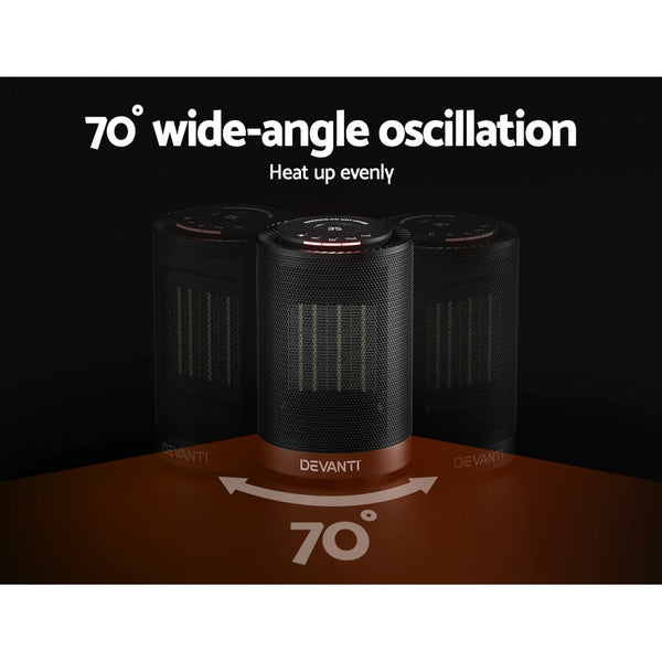 Devanti Electric Fan Heater Portable Ceramic Standing Room Office Heaters 1200W Devanti