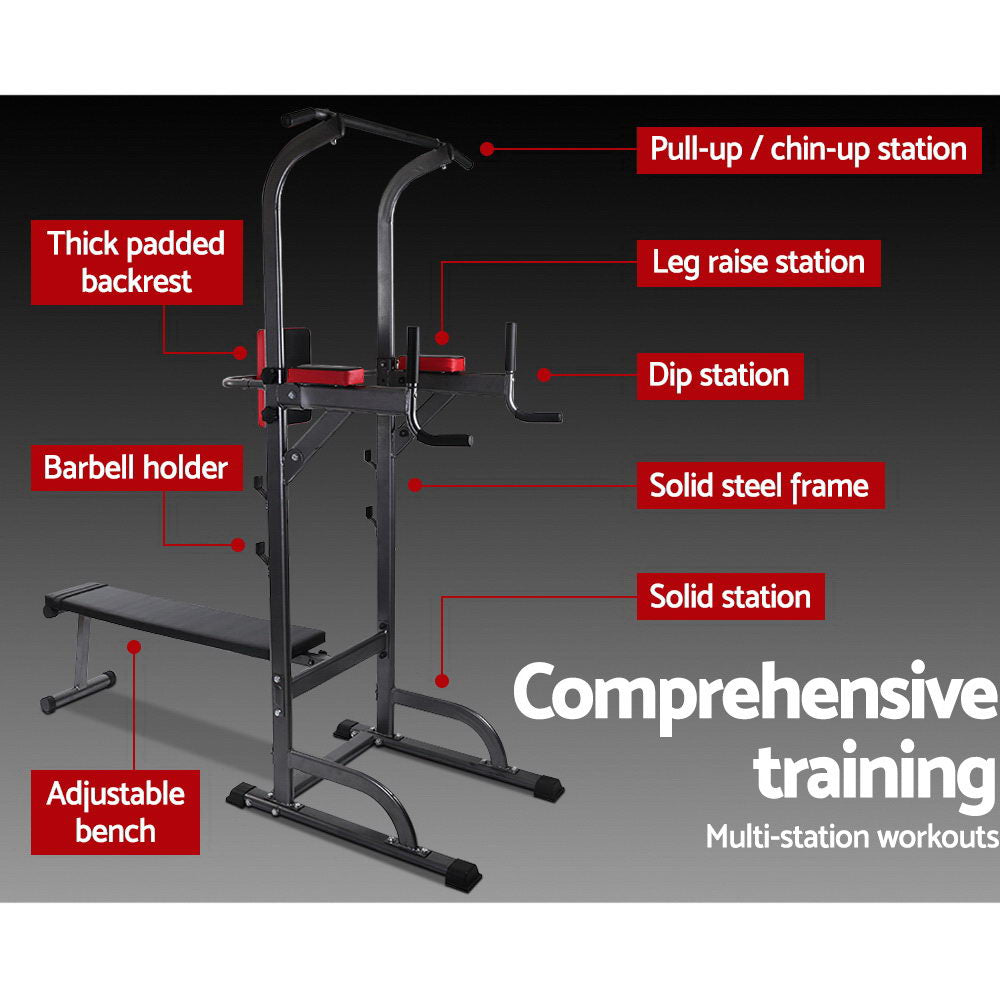 Everfit Power Tower 9-IN-1 Multi-Function Station Fitness Gym Equipment freeshipping - Awezingly