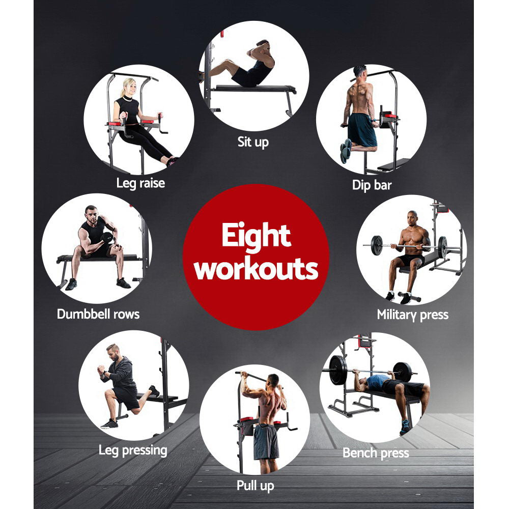 Everfit Power Tower 9-IN-1 Multi-Function Station Fitness Gym Equipment freeshipping - Awezingly