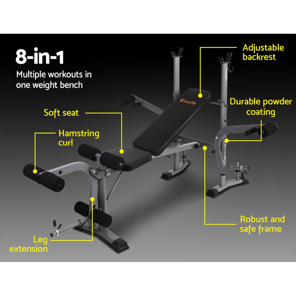 Everfit Weight Bench Adjustable Bench Press 8-In-1 Gym Equipment Everfit