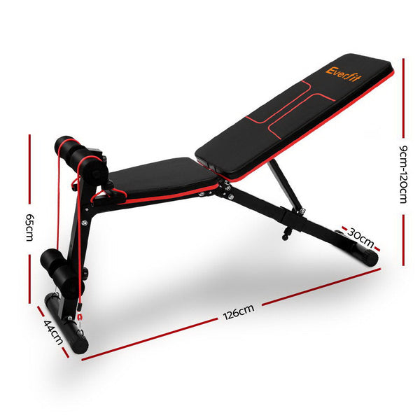 Everfit Adjustable FID Weight Bench Fitness Flat Incline Gym Home Steel Frame Everfit