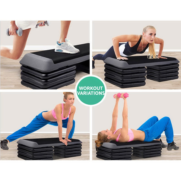 Everfit Set of 4 Aerobic Step Risers Exercise Stepper Workout Gym Fitness Bench Platform Everfit