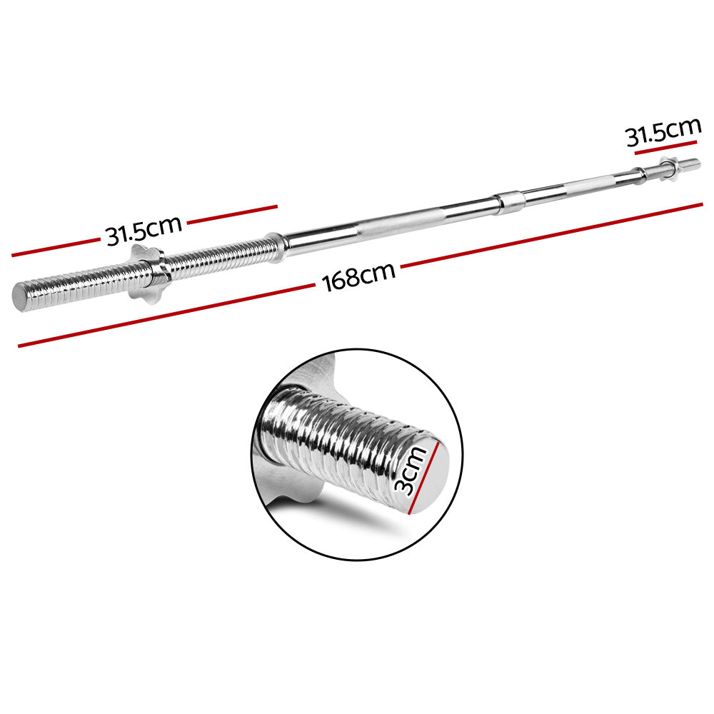 5.5FT Barbell Bar Steel Fitness Exercise Weight Press Gym Home 168CM Does not apply