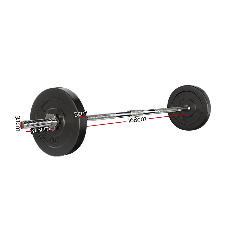 18KG Barbell Weight Set Plates Bar Bench Press Fitness Exercise Home Gym 168cm Does not apply