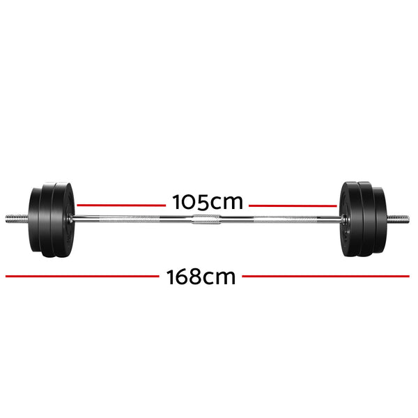 Everfit 58kg Barbell Set Weight Plates Bar Lifting Bench 168cm Everfit