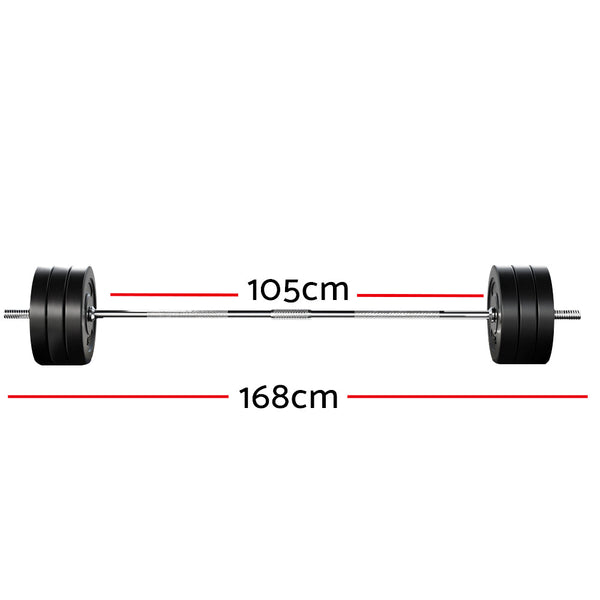 Everfit 68kg Barbell Set Weight Plates Bar Lifting Bench 168cm Everfit