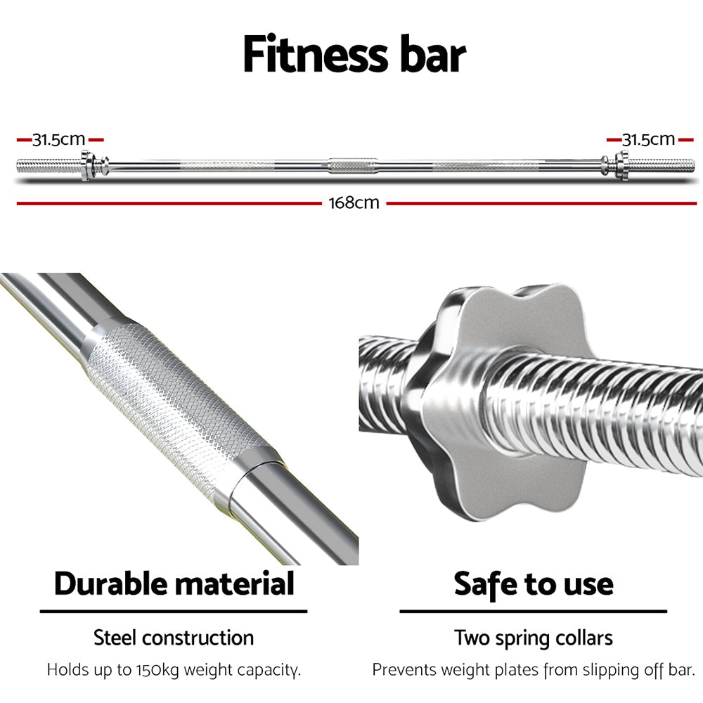 88KG Barbell Weight Set Plates Bar Bench Press Fitness Exercise Home Gym 168cm Does not apply