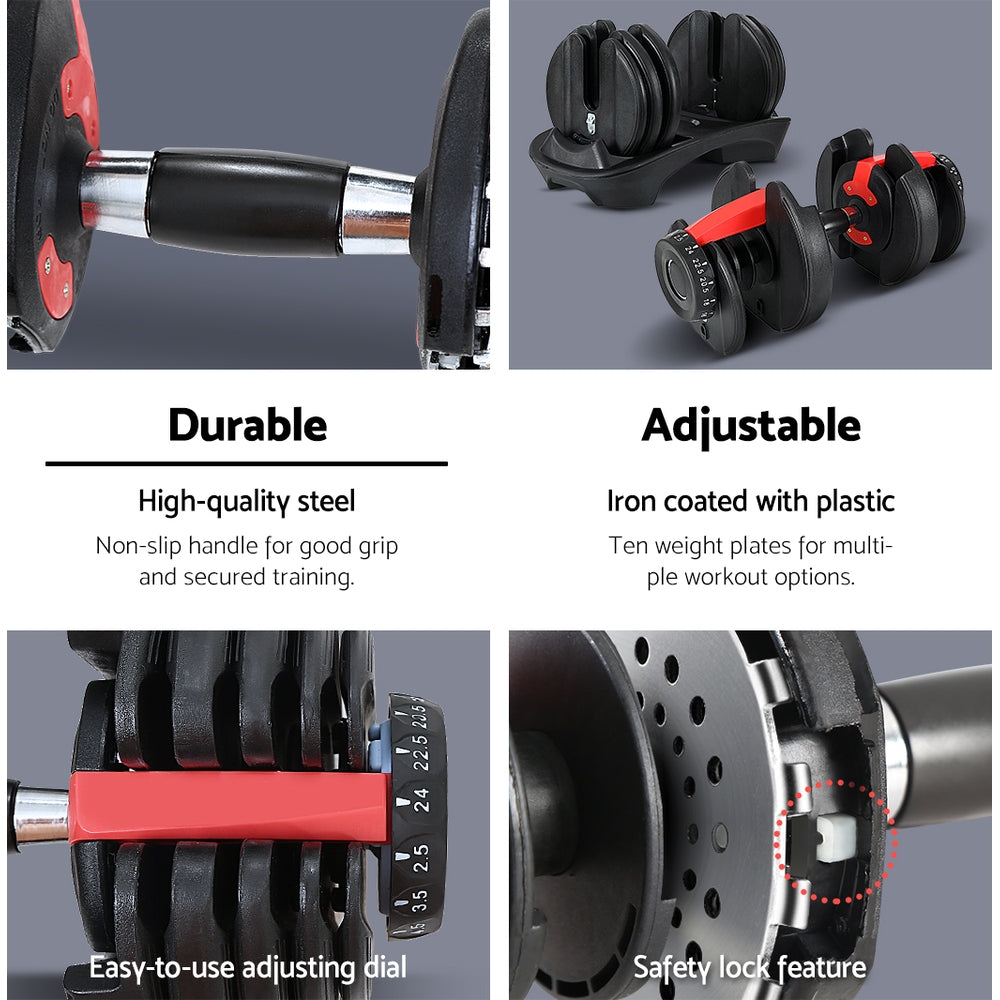 24kg Adjustable Dumbbell Weight Plates Home Gym Fitness Exercise Does not apply
