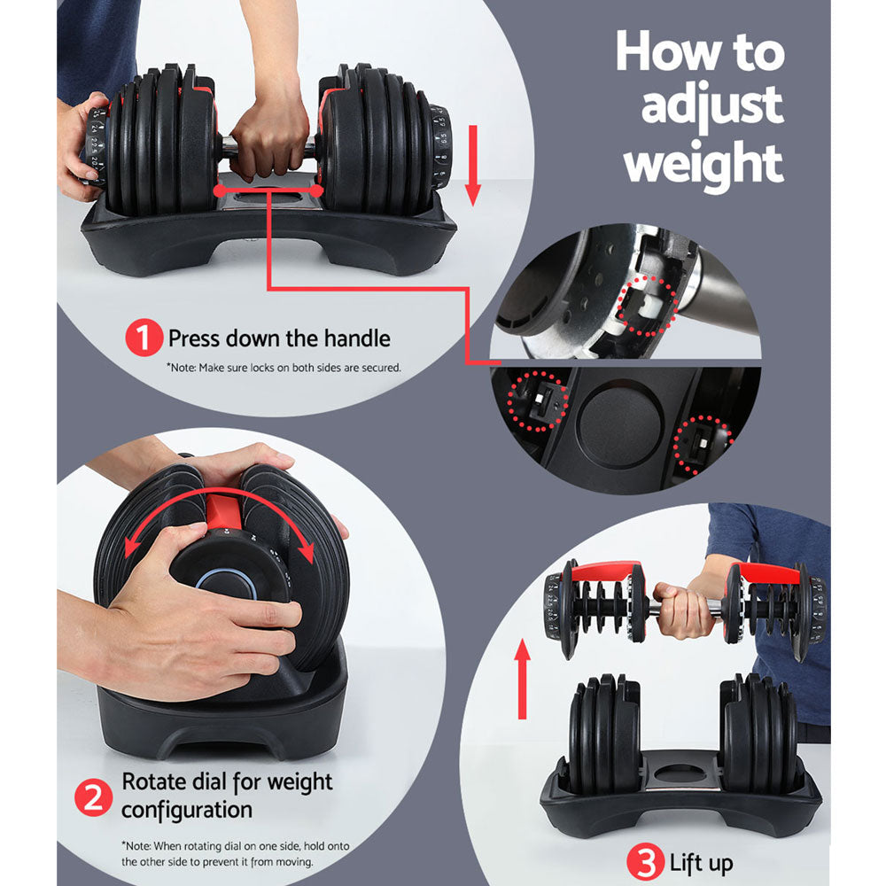 2Pcs 24kg Adjustable Dumbbell Weight Dumbbells Plates Home Gym Fitness Exercise Does not apply