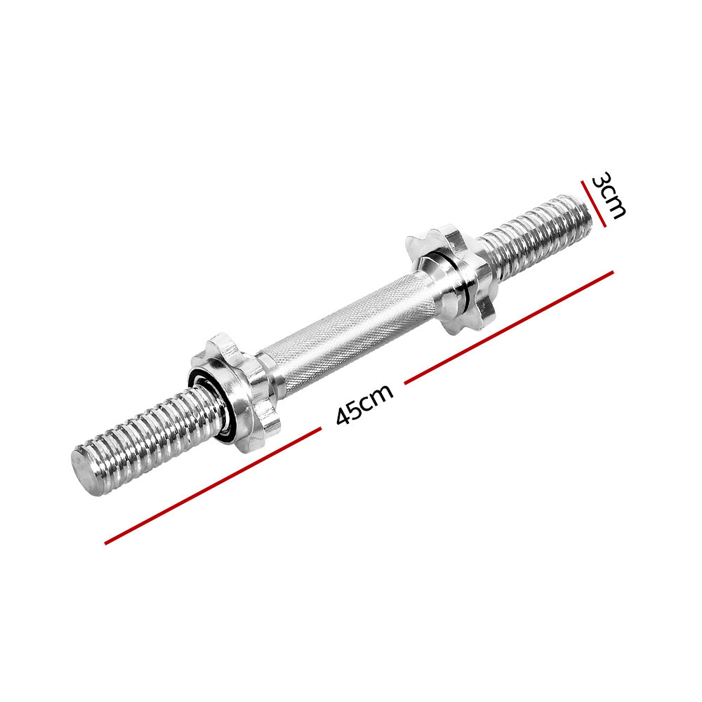 45cm Dumbbell Bar Solid Steel Pair Gym Home Exercise Fitness 150KG Capacity Does not apply