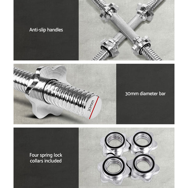 45cm Dumbbell Bar Solid Steel Pair Gym Home Exercise Fitness 150KG Capacity Does not apply