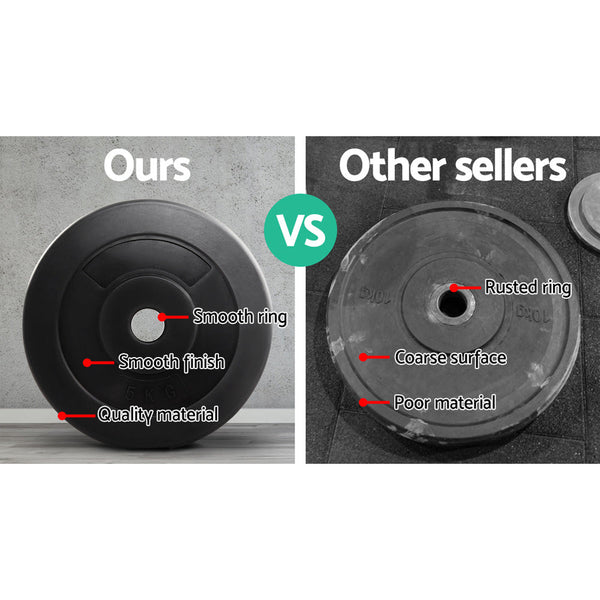 2 x 5KG Barbell Weight Plates Standard Home Gym Press Fitness Exercise Rubber Does not apply