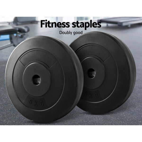 2 x 5KG Barbell Weight Plates Standard Home Gym Press Fitness Exercise Rubber Does not apply