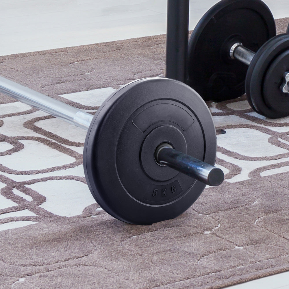 2 x 5KG Barbell Weight Plates Standard Home Gym Press Fitness Exercise Rubber Does not apply