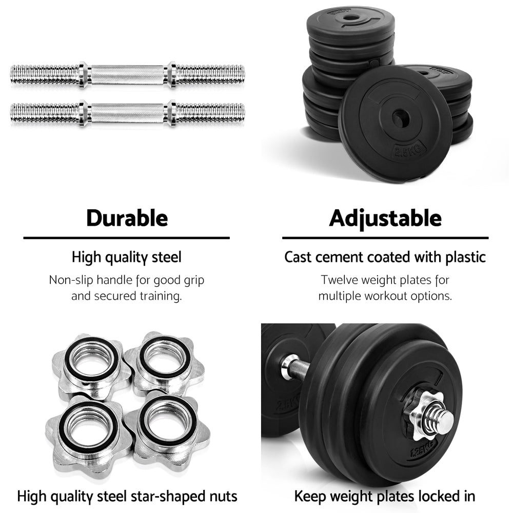 30kg Dumbbells Dumbbell Set Weight Plates Home Gym Fitness Exercise Does not apply