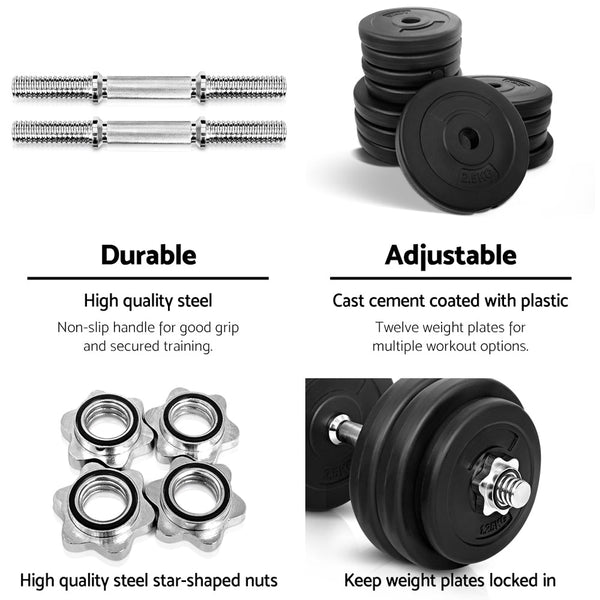 30kg Dumbbells Dumbbell Set Weight Plates Home Gym Fitness Exercise Does not apply