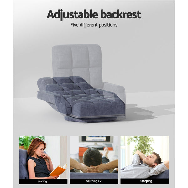 Artiss Floor Sofa Bed Lounge Chair Recliner Chaise Chair Swivel Charcoal Artiss