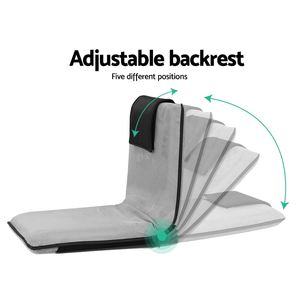 Artiss Floor Lounge Sofa Bed Couch Recliner Chair Folding Chair Cushion Grey Artiss