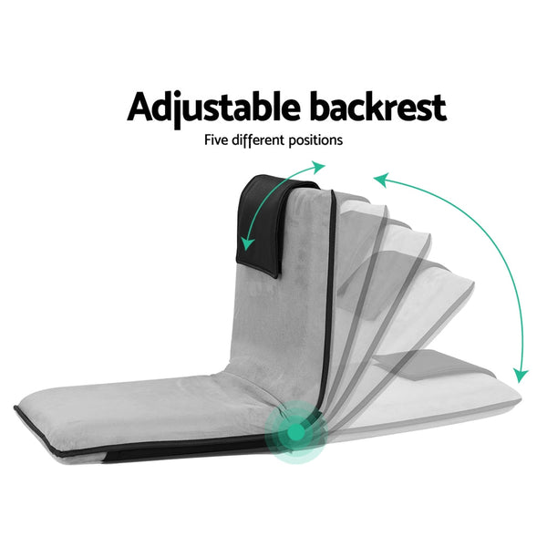 Artiss Floor Lounge Sofa Bed Couch Recliner Chair Folding Chair Cushion Grey Artiss