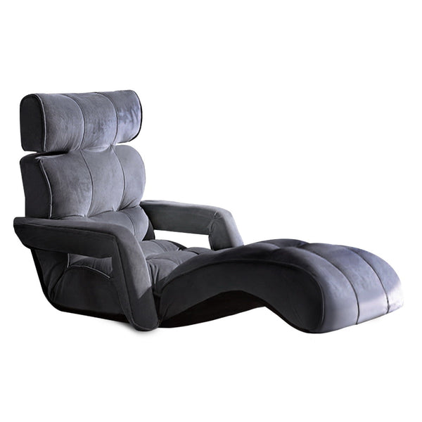 Artiss Adjustable Lounger with Arms - Charcoal Artiss