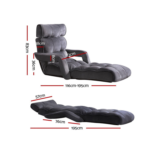 Artiss Adjustable Lounger with Arms - Charcoal Artiss