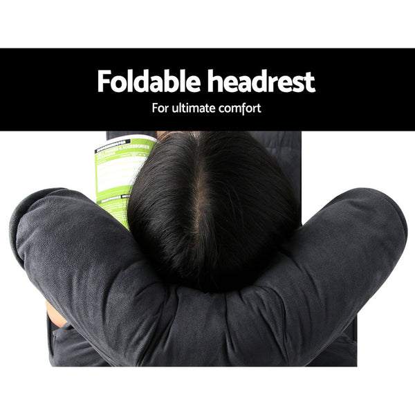 Artiss Adjustable Lounger with Arms - Charcoal Artiss