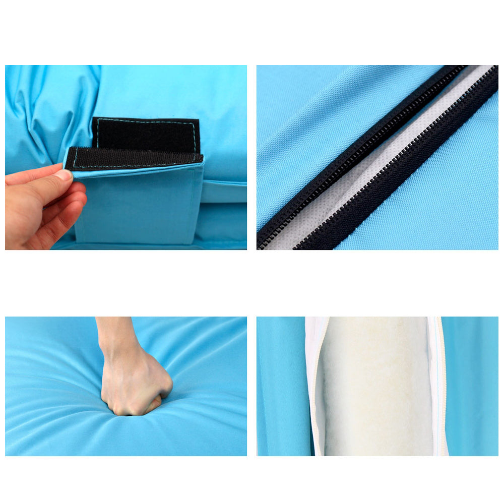 Artiss Adjustable Beach Sun Pool Lounger - Blue Artiss