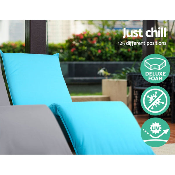 Artiss Adjustable Beach Sun Pool Lounger - Blue Artiss