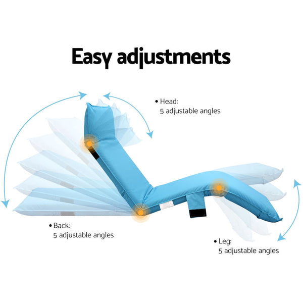 Artiss Adjustable Beach Sun Pool Lounger - Blue Artiss
