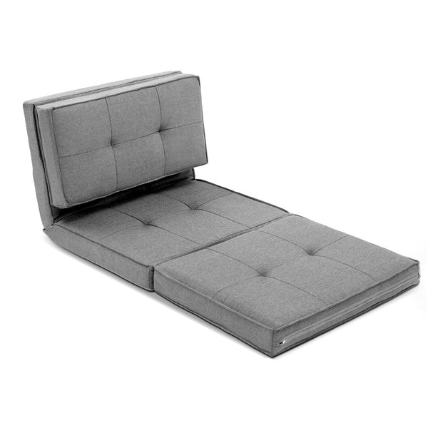 Artiss Lounge Sofa Bed Floor Couch Chaise Chair Recliner Futon Folding Grey Artiss