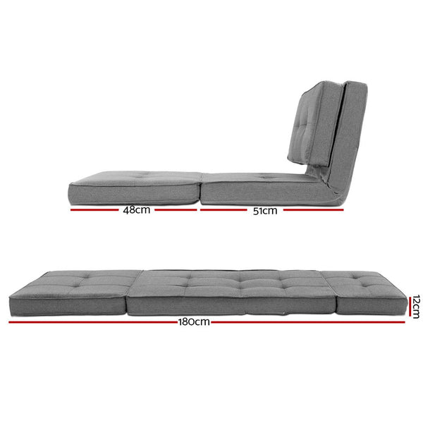 Artiss Lounge Sofa Bed Floor Couch Chaise Chair Recliner Futon Folding Grey Artiss