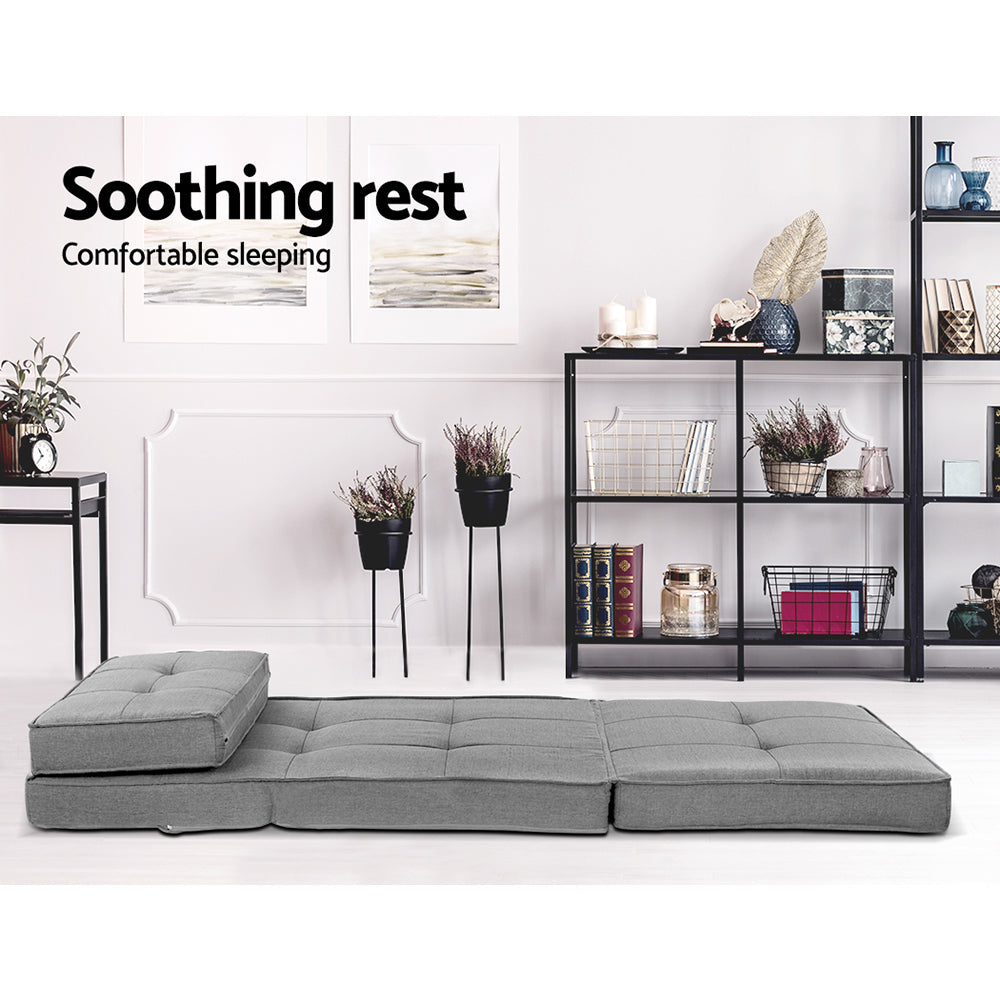 Artiss Lounge Sofa Bed Floor Couch Chaise Chair Recliner Futon Folding Grey Artiss