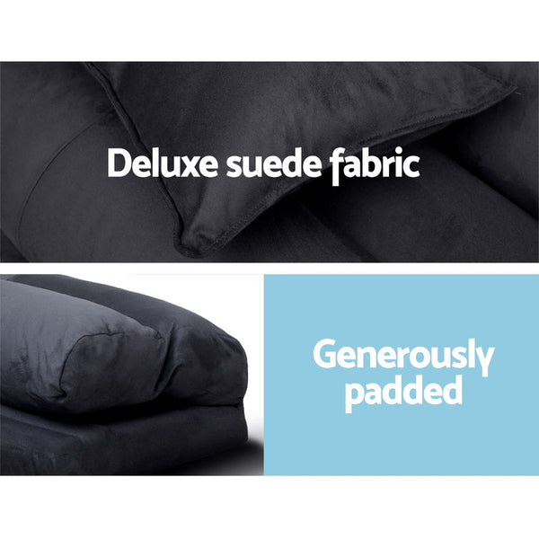 Artiss Lounge Sofa Bed Floor Recliner Chaise Folding Suede freeshipping - Awezingly