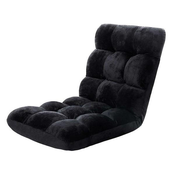 Artiss Lounge Sofa Floor Recliner Futon Chaise Folding Couch Black Artiss