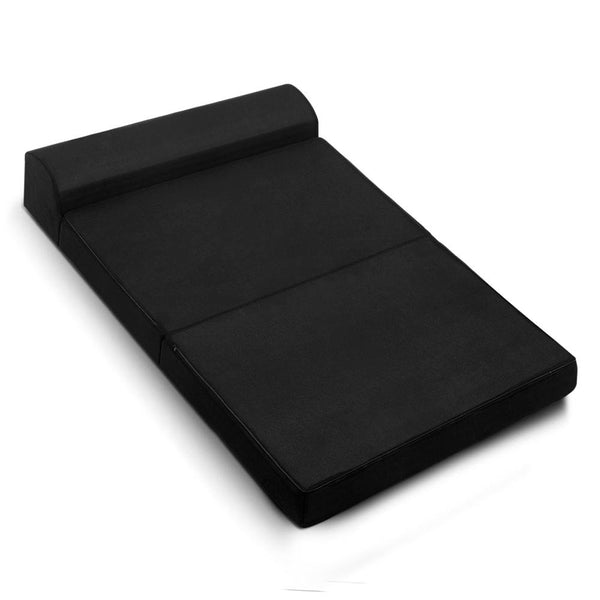Giselle Bedding Folding Foam Mattress Portable Double Sofa Bed Mat Air Mesh Fabric Black freeshipping - Awezingly