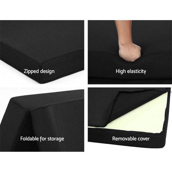Giselle Bedding Folding Foam Mattress Portable Double Sofa Bed Mat Air Mesh Fabric Black freeshipping - Awezingly