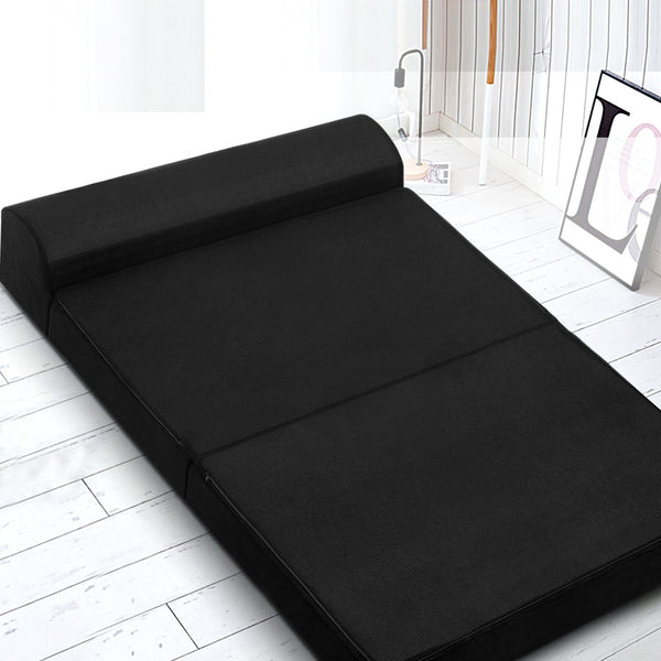 Giselle Bedding Folding Foam Mattress Portable Double Sofa Bed Mat Air Mesh Fabric Black freeshipping - Awezingly