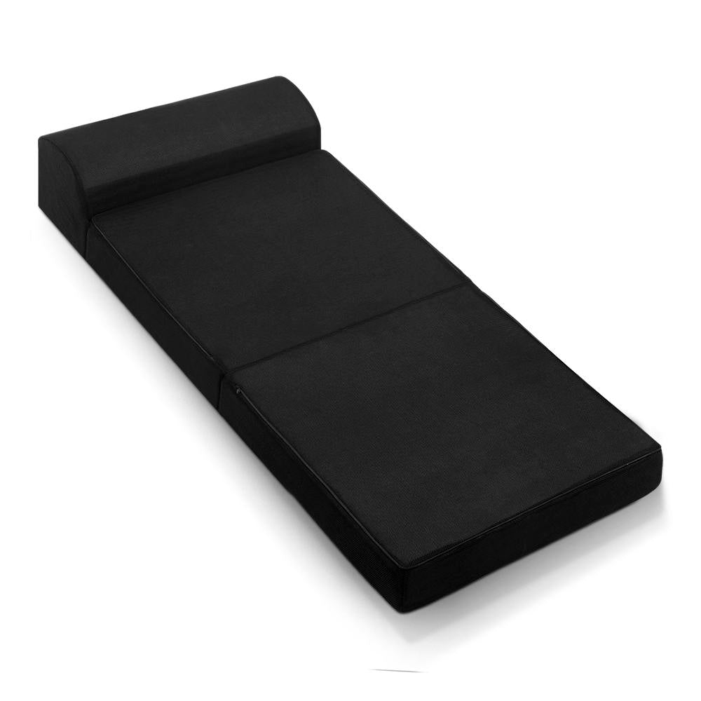 Giselle Bedding Folding Foam Mattress Mesh Fabric Black freeshipping - Awezingly