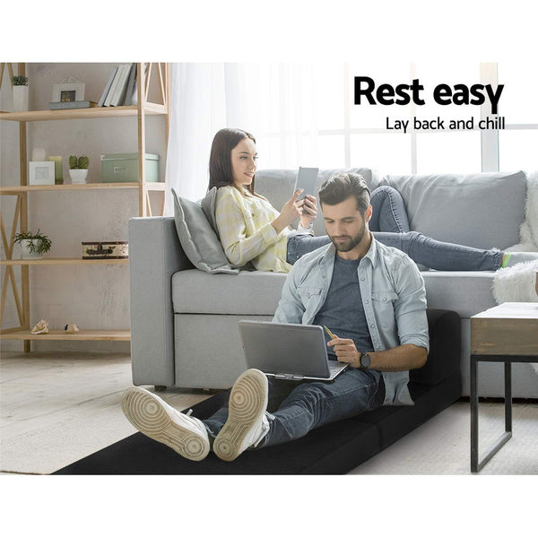 Giselle Bedding Folding Foam Mattress Mesh Fabric Black freeshipping - Awezingly