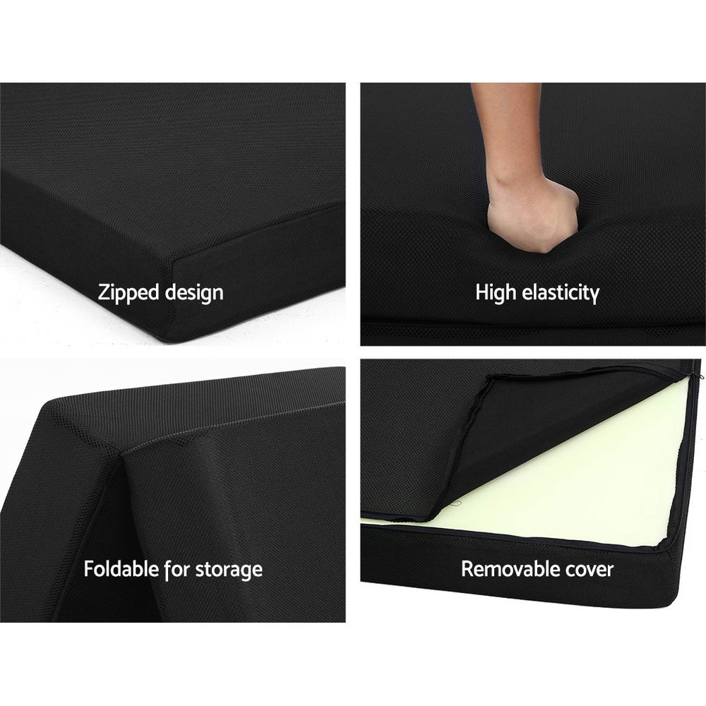 Giselle Bedding Folding Foam Mattress Mesh Fabric Black freeshipping - Awezingly