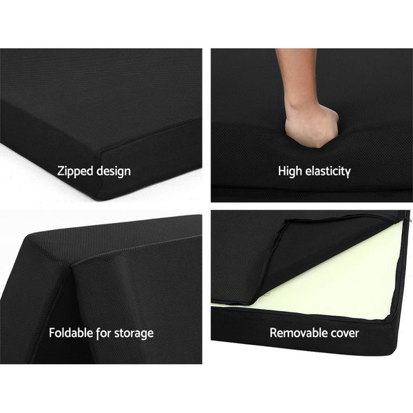 Giselle Bedding Folding Foam Mattress Mesh Fabric Black freeshipping - Awezingly