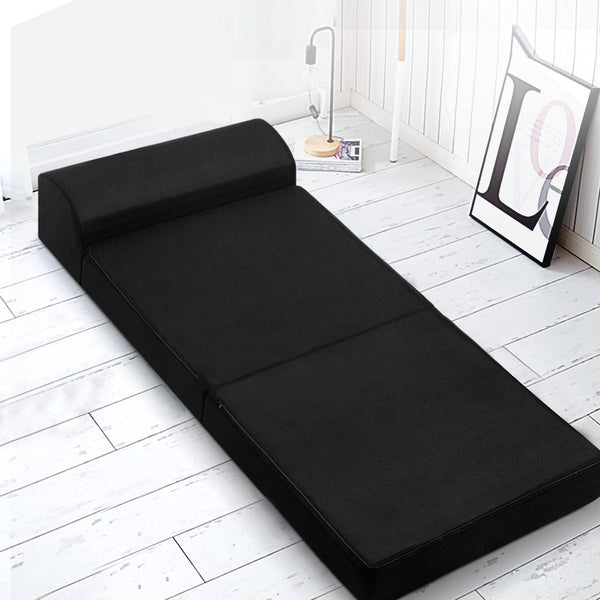 Giselle Bedding Folding Foam Mattress Mesh Fabric Black freeshipping - Awezingly
