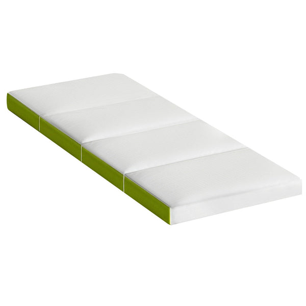 Giselle Bedding Foldable Mattress 4-FOLD Folding Bed Mat Camping Single Green Giselle Bedding