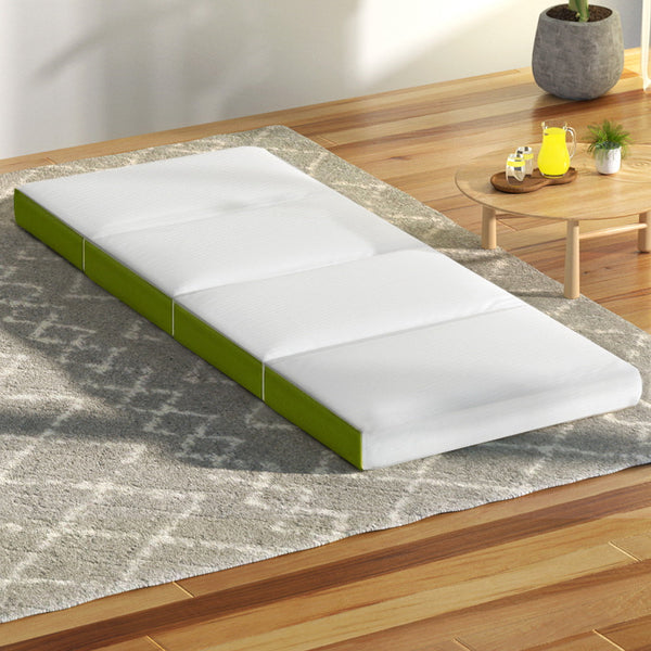 Giselle Bedding Foldable Mattress 4-FOLD Folding Bed Mat Camping Single Green Giselle Bedding